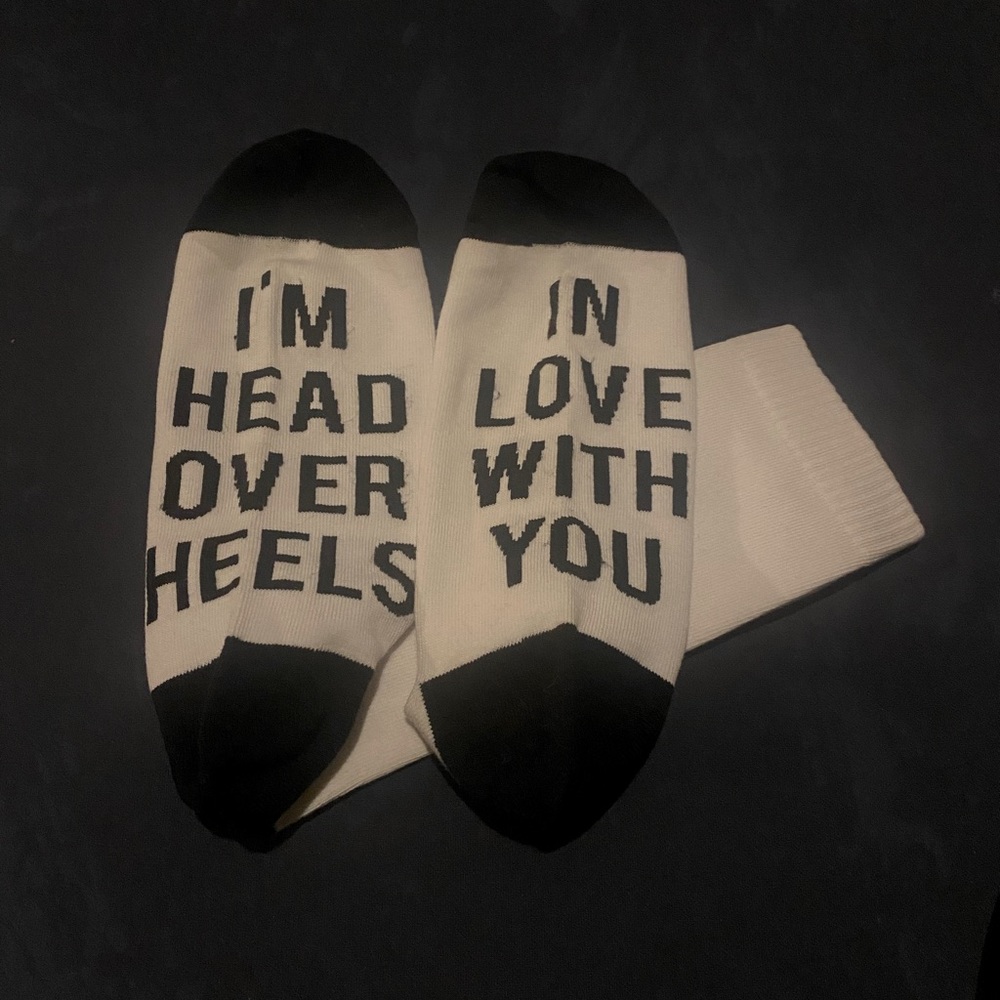 Head Over Heels I’m in Love socks. NWOT